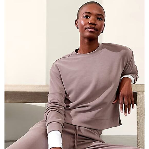 Athleta Tops - Athleta Seasoft Sweatshirt Womens Sz M Crew Neck Smoky Rose Tencel Athleisure